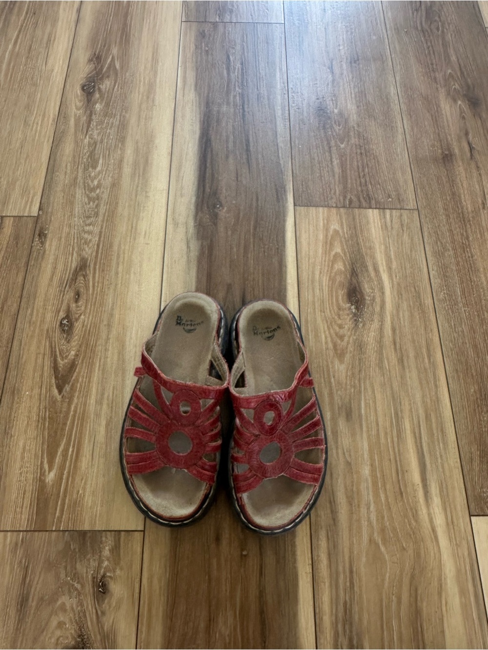 Dr Martens womens red vintage slip on sandals size 8